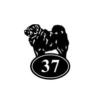 Chow Chow Dog Iron House Number Sign on white background 