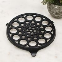 Circular "Spotted" Cast Iron Trivet in Black