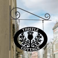 Oval Steel Thistle Hanging House Name Sign