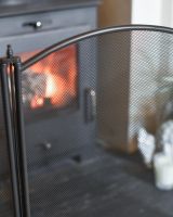Close Up Of Classic Black Three Fold Fire Guard Mesh Insert