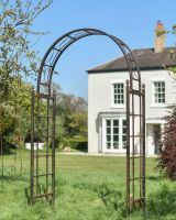 Classic "Pinecrest" Natural Lacquer Rose Arch in Situ in the Garden