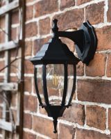 Traditional Black "Clear Skies" Aluminium Victorian Top Fix Wall Lantern