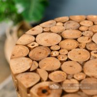 Close-up of the Wooden Log Design Top on the Table