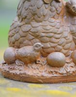 Close-Up of Cast Iron Hen & Chicks Sculpture