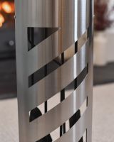 Close up of steel cut out detail on fireside companion set