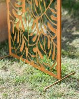 Close up of rustic detail on freestanding garden screen