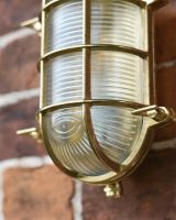 Close Up Of Antique Brass Nautical "Bayside" Wall Light