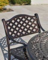 close up of aluminium lattice detail on chair