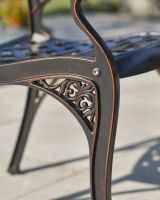 close up of chair leg detail on garden furniture set