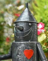 Close up of intricate face detail on Small Tin Man Garden Sculpture