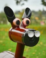 Close up of intricate face detail on recycled metal horse sculpture
