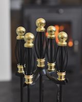 Close up of intricate handle detailing on fireside companion set