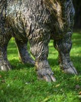 Close up of front legs on highland cow outdoor statue