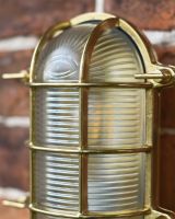 Close Up Of Antique Brass Nautical "Bayside" Wall Light