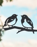 Close up of intricate cut out detail on Pair of Robins Steel Tree Spike - Black