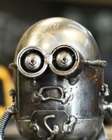 Close up of intricate detail on scrap metal art sculpture