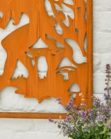 Close up of rustic finish on garden wall art