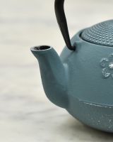 Close up of spout detail on japanese inspired teapot