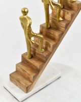 Close up of the mango wood stair detail on home decor sculpture 