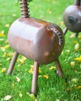 Close up of tail on recycled metal donkey sculpture
