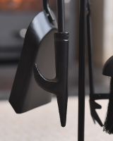 Close up of tool detail on fireside companion set
