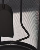 Close up of tools black fireside companion set