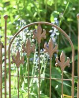 Close up of rustic finish steel garden border