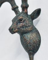 Close up of intricate detail on elk head coat hook