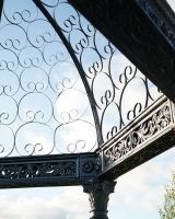 Close up of intricate top detail in garden gazebo