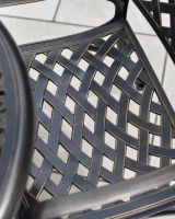close up of latticed seat detail on farleigh patio furniture set