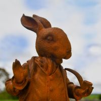 Close up of Hare with Pipe Garden Sculpture 