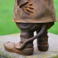 Close up of Rear view on Cast Iron Mouse Sculpture 