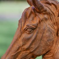 Close up of detailing on horse bust 