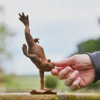 Cast Iron Frog with Hand for Scale 