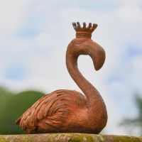 Flamingo with Crown Sculpture in Garden