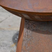 Close up of Rustic Finish on High Tower Fire Pit 