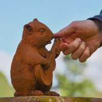 Side view of Rustic Cast Iron Chipmunk with Guitar 