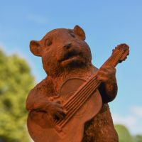 Chipmunk with Guitar Cast Iron Sculpture 