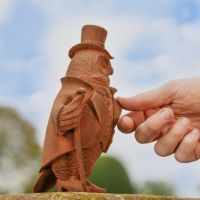 Side view of Rustic Cast Iron Aristocrat Owl 