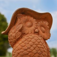Close up of Owl Sculpture in Rustic Finish 