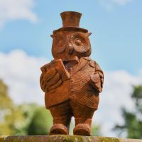 Rustic Cast Iron Nobleman Owl Sculpture