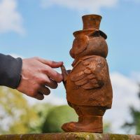 Side view of Noble Owl Rustic Cast Iron Sculpture 