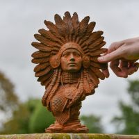 Rustic Cast Iron Native American Indian Head Bust to Scale