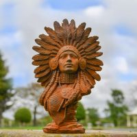 Rustic Cast Iron Native American Indian Head Bust