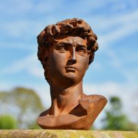 Rustic Cast Iron "Bust of David" Sculpture