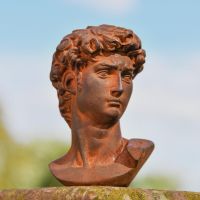 "Bust of David" Rustic Cast Iron Sculpture 