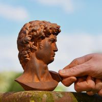 Side view of Rustic Iron "Bust of David"