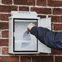 White Wall Mounted Post Box with Door Open 