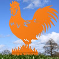Rooster Silhouette in Orange 