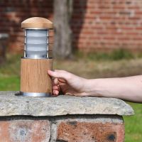 Compact Driveway Wooden Bollard Light to Scale